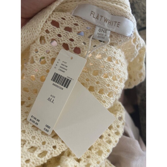 Flat White Anthropologie Women’s Crochet Cardigan OS NWT Butter Yellow Tie Front - Picture 8 of 9